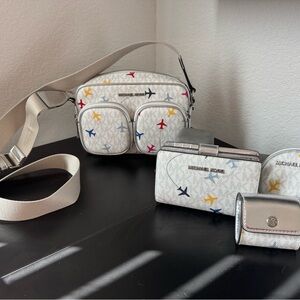 Michael Kors White Crossbody Bag Set with Multi-Color Accents
